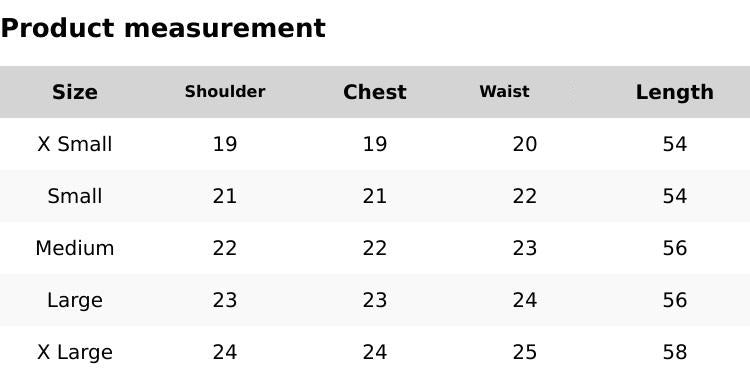 Size chart for Olive Green Kimono – Printed Modest Wear | SK-MW07 SK Designs
