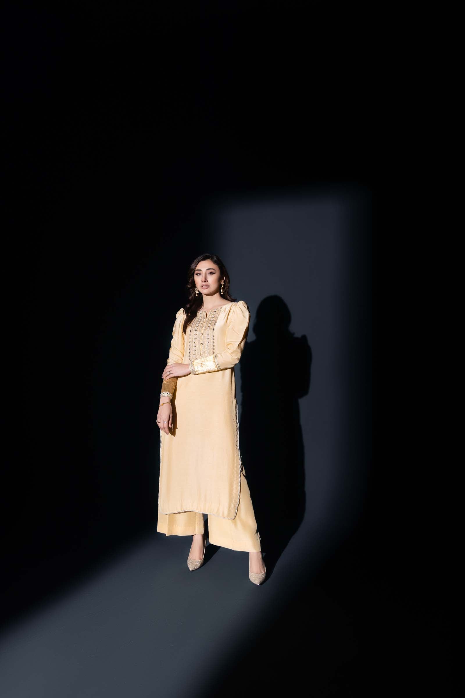 Golden Skin Embellished 3 Piece Suit | Enchanté | Oriana