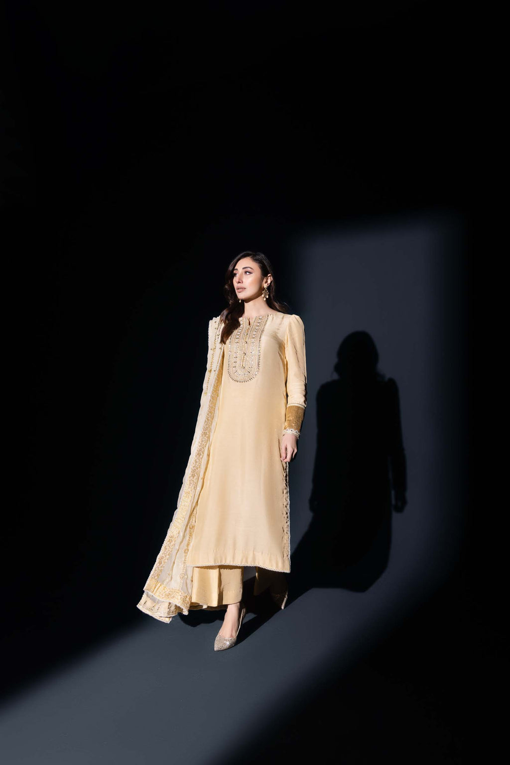 Golden Skin Embellished 3 Piece Suit | Enchanté | Oriana