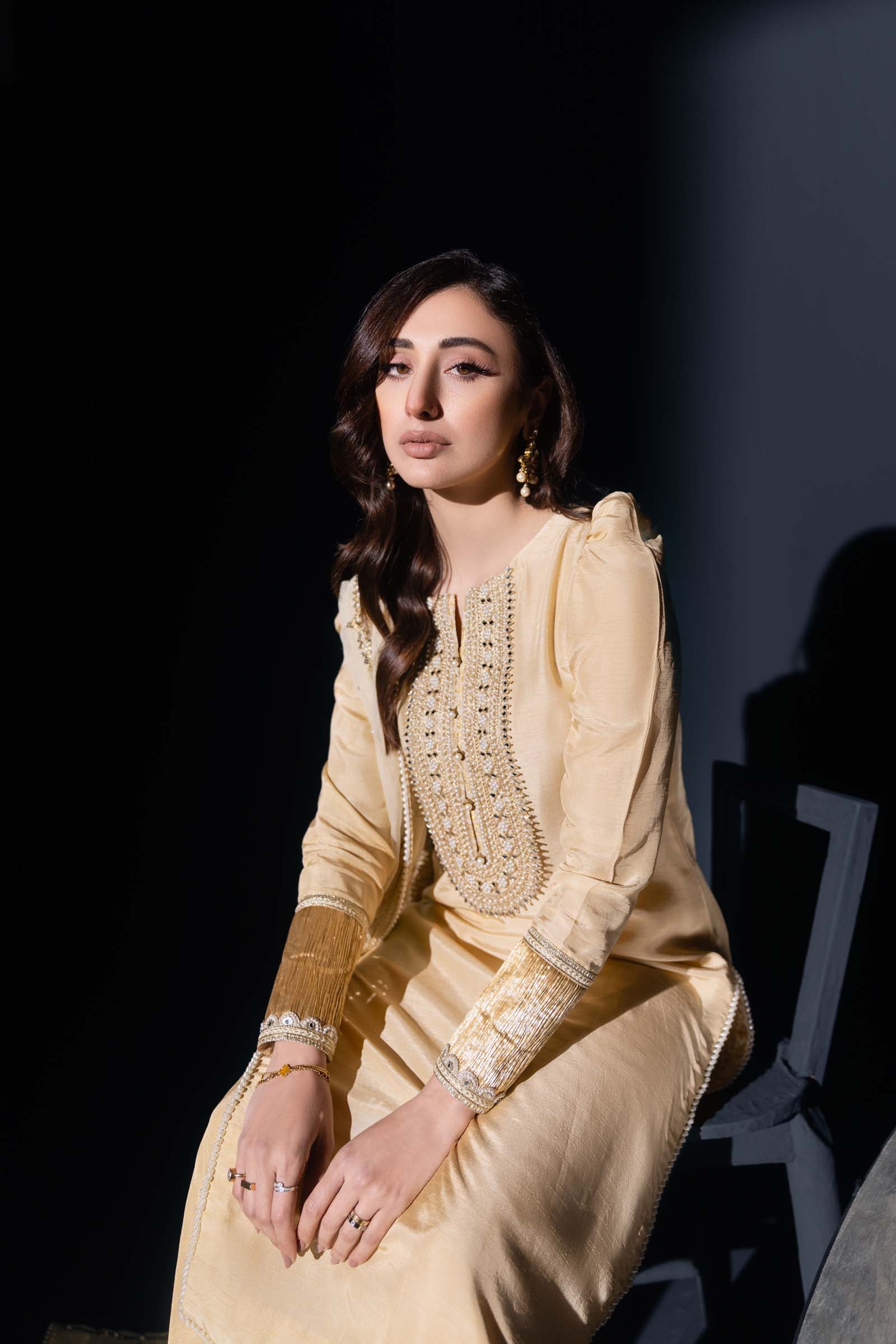 Golden Skin Embellished 3 Piece Suit | Enchanté | Oriana