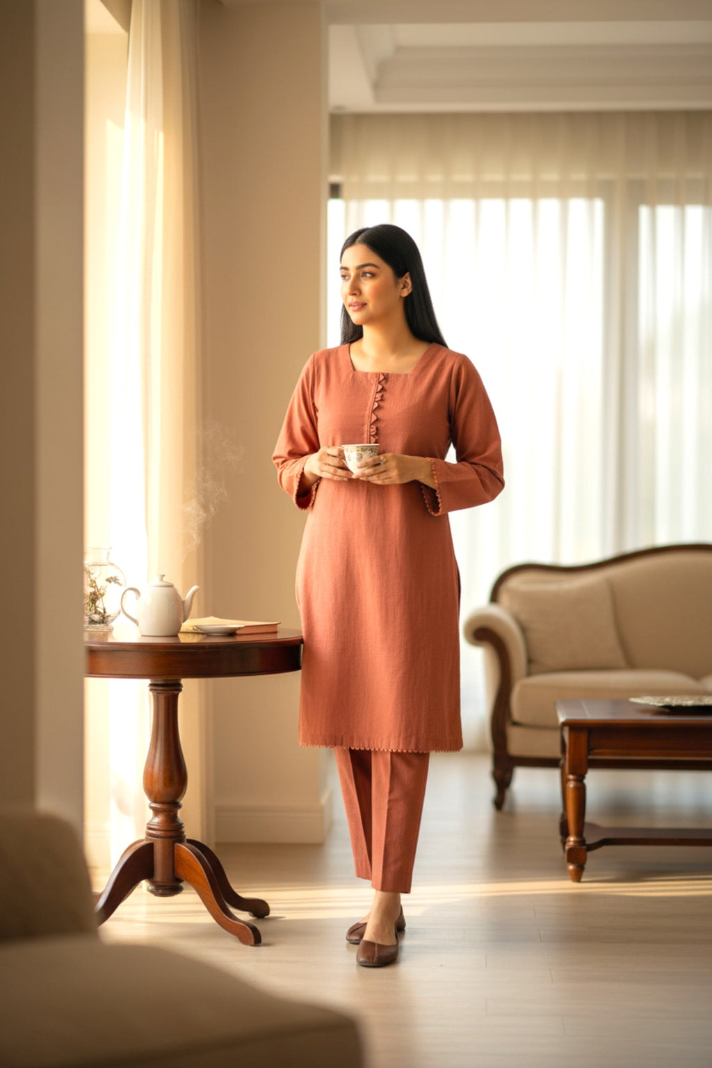 Pink Jacket 3 Piece | Khaddar Edit ’25 | Mehreen