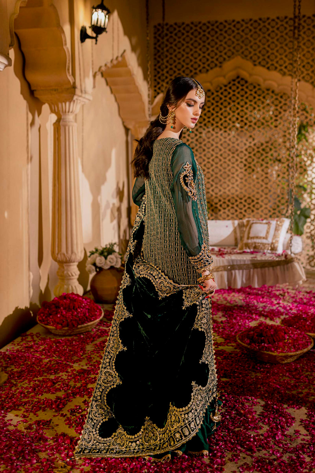 Green Embellished Formal 3 Piece Suit | Formals | Raqs