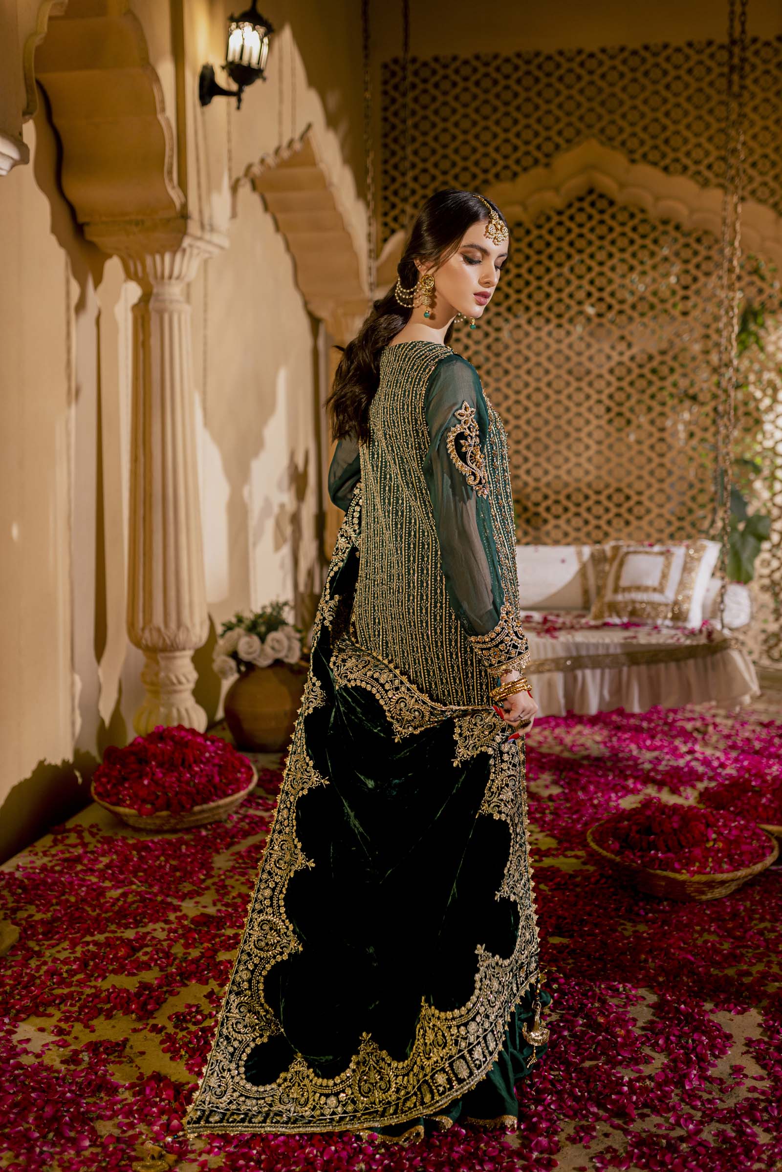 Green Embellished Formal 3 Piece Suit | Formals | Raqs