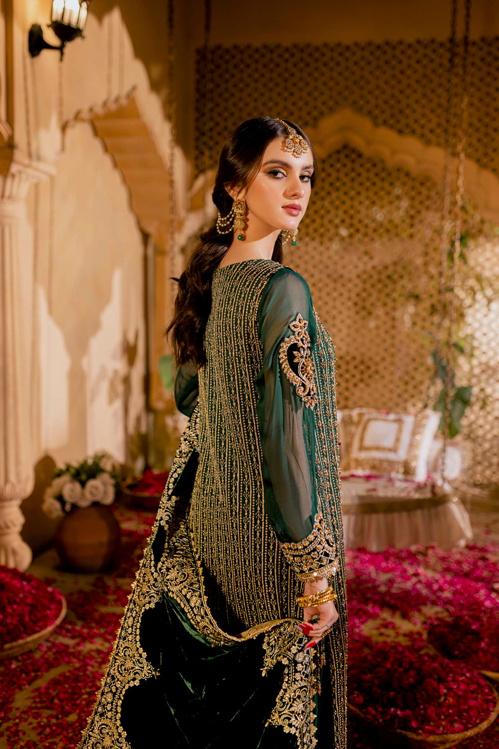 Green Embellished Formal 3 Piece Suit | Formals | Raqs