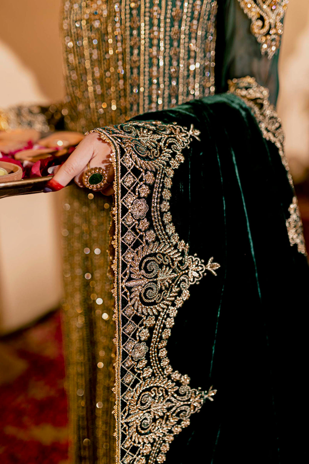 Green Embellished Formal 3 Piece Suit | Formals | Raqs