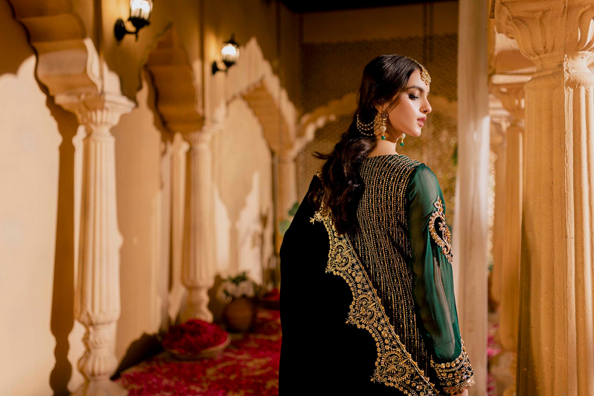 Green Embellished Formal 3 Piece Suit | Formals | Raqs