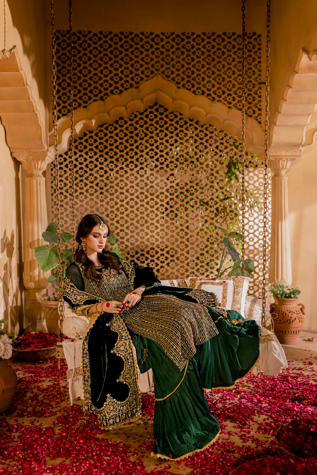 Green Embellished Formal 3 Piece Suit | Formals | Raqs
