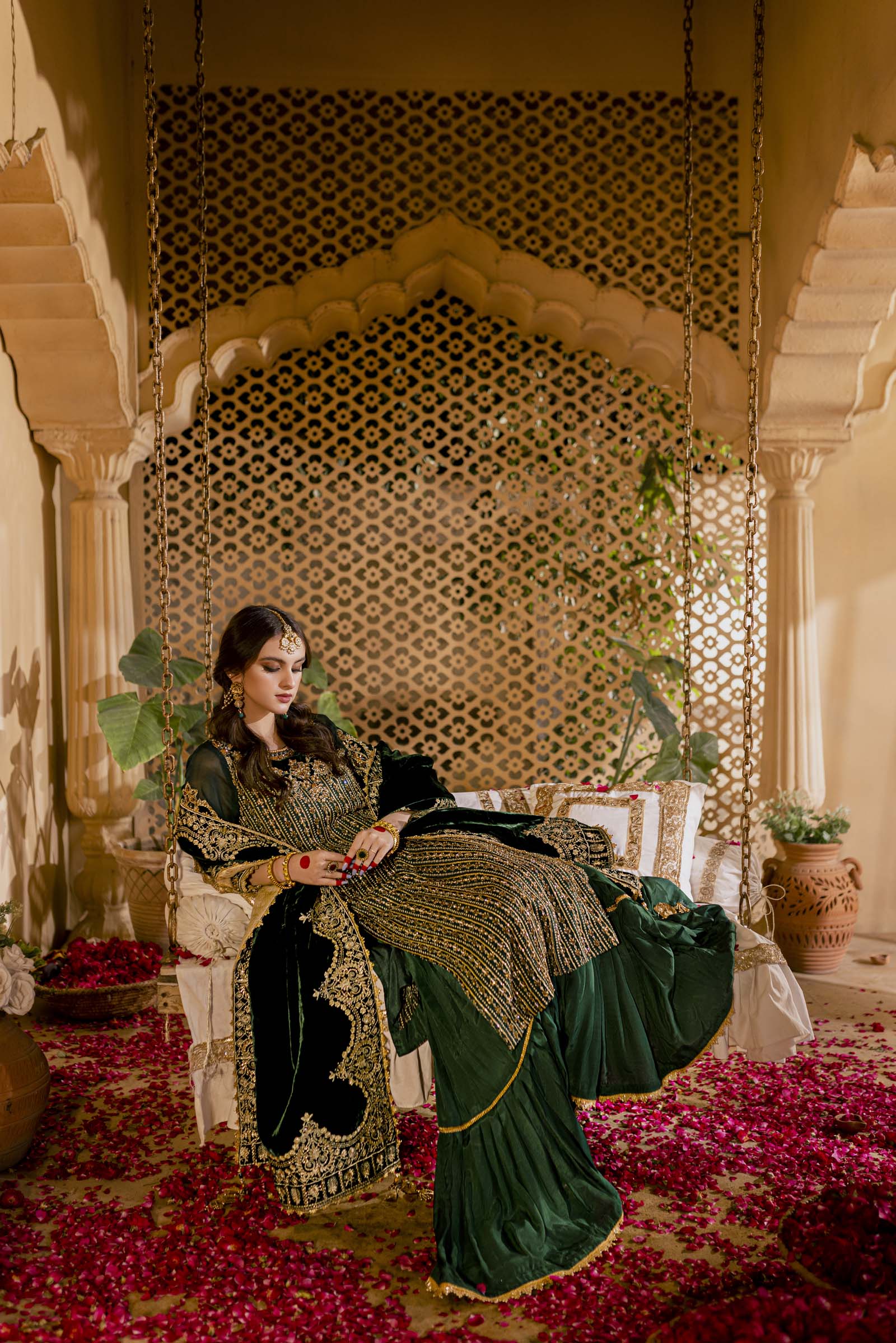 Green Embellished Formal 3 Piece Suit | Formals | Raqs