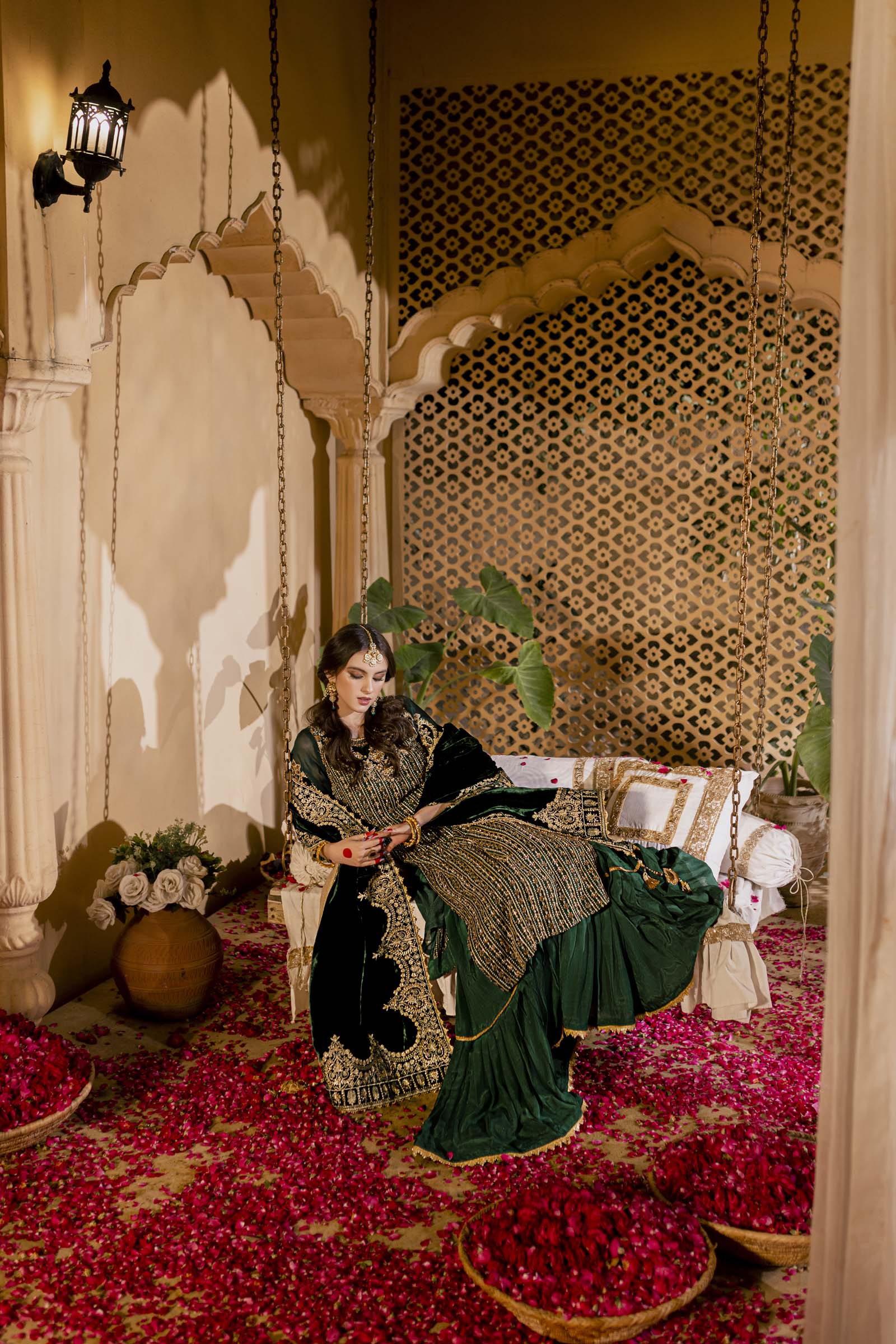 Green Embellished Formal 3 Piece Suit | Formals | Raqs