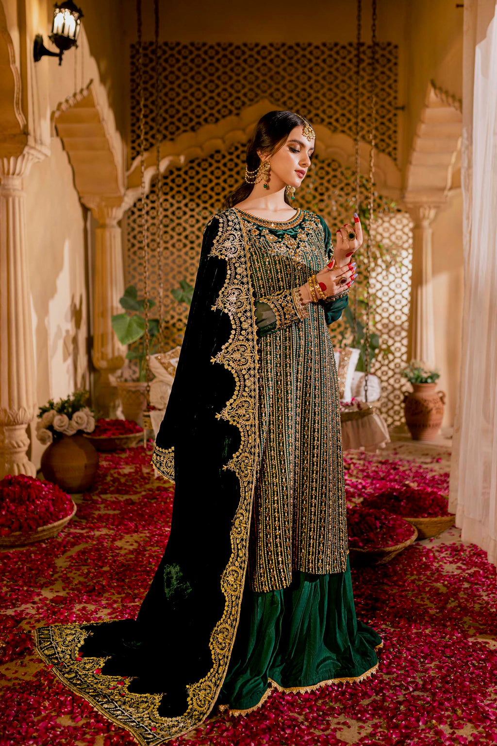 Green Embellished Formal 3 Piece Suit | Formals | Raqs