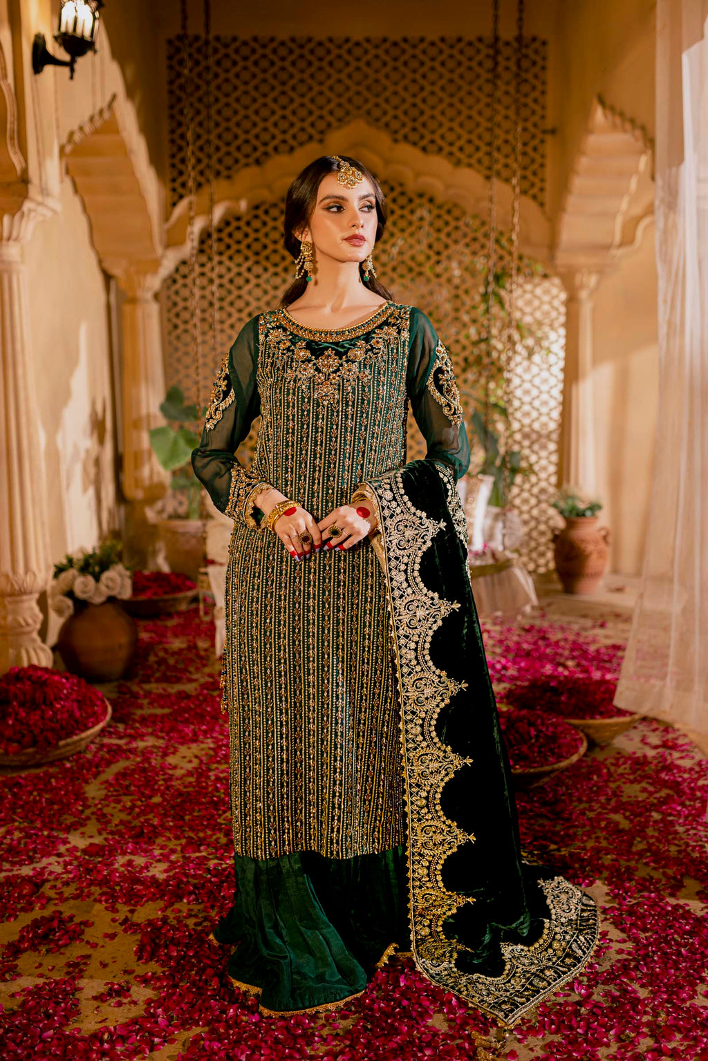 Green Embellished Formal 3 Piece Suit | Formals | Raqs
