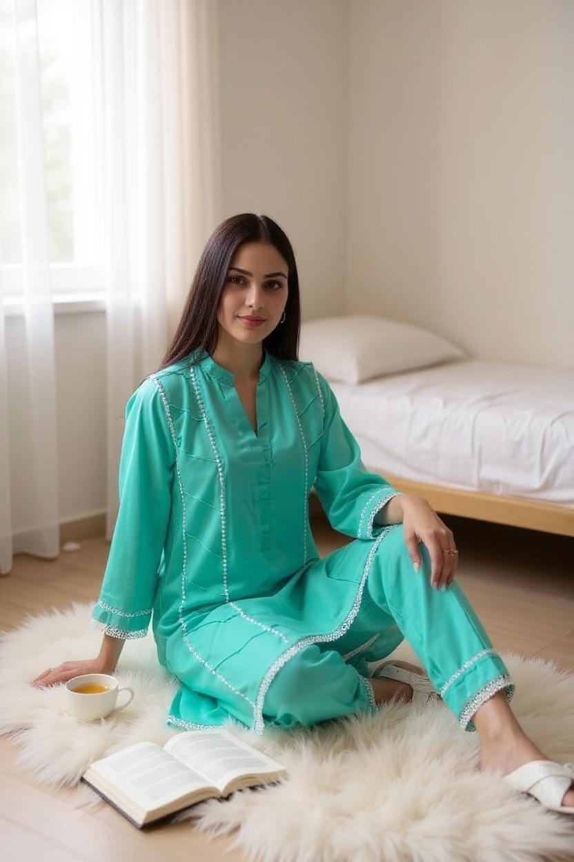 Teal Embellished Co-Ord Set | SK Designs | SKB2