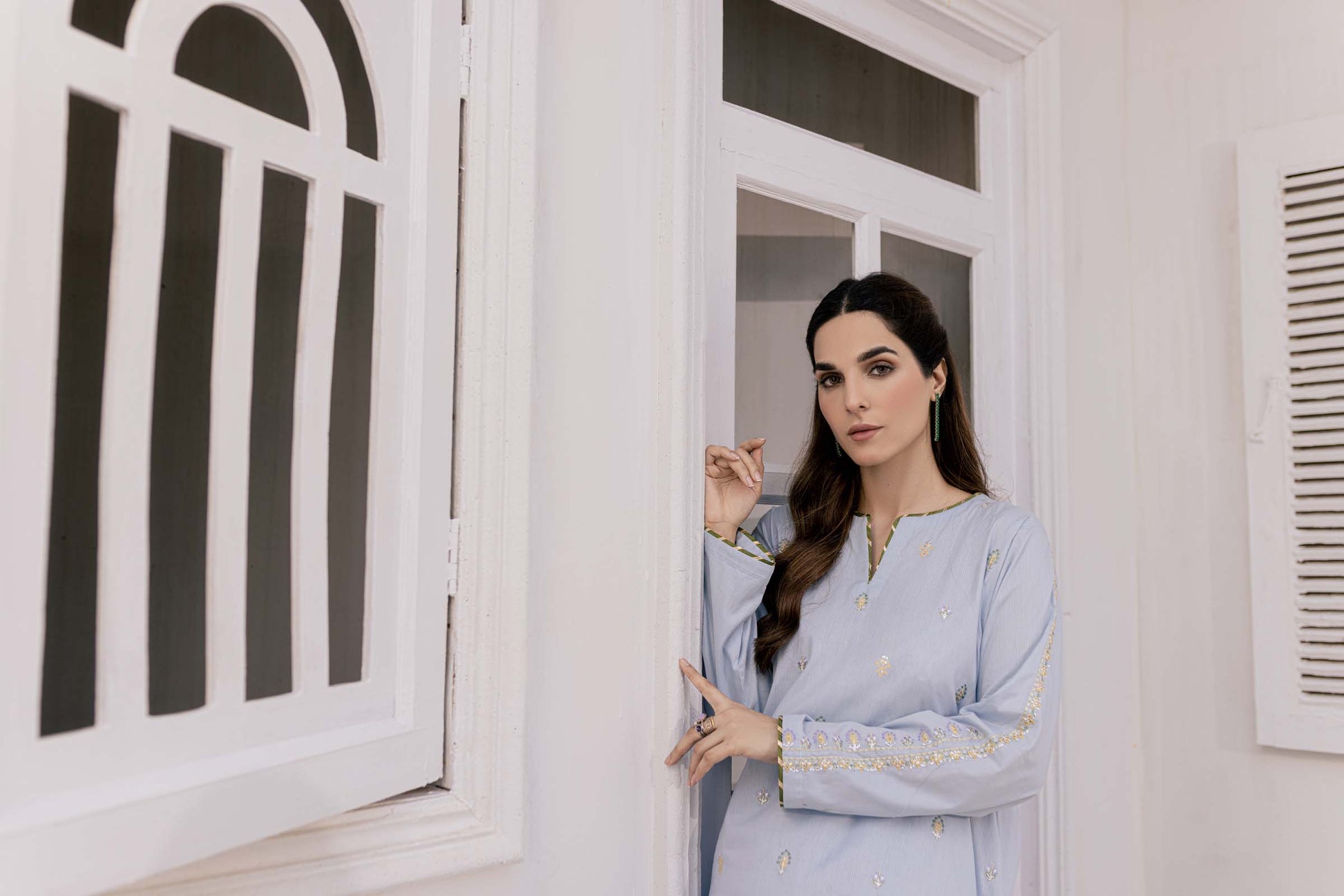 Blue Embroidered 2 Piece Suit | Izel | Saahil