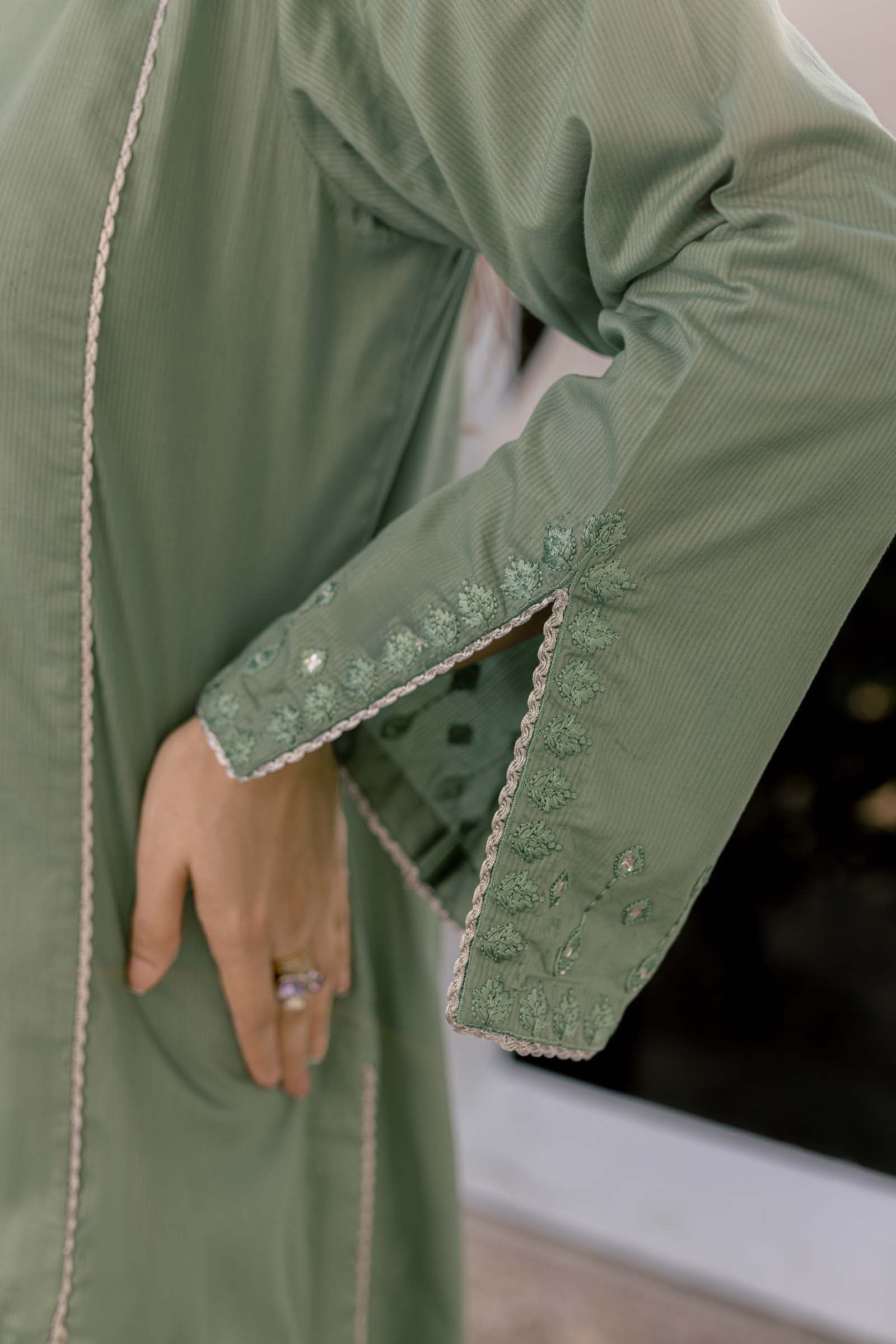 Green Embroidered 2 Piece Suit | Izel | Shajar