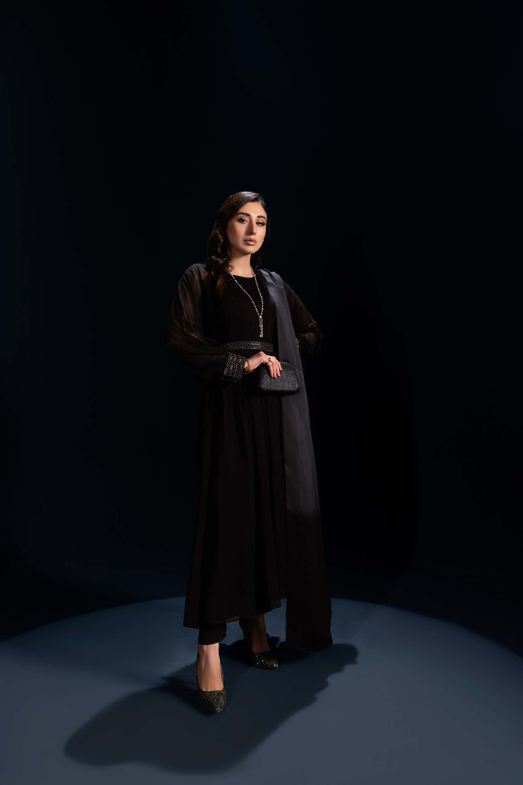 Black Embellished Maxi Dress 3 Piece Suit | Enchanté | Sia