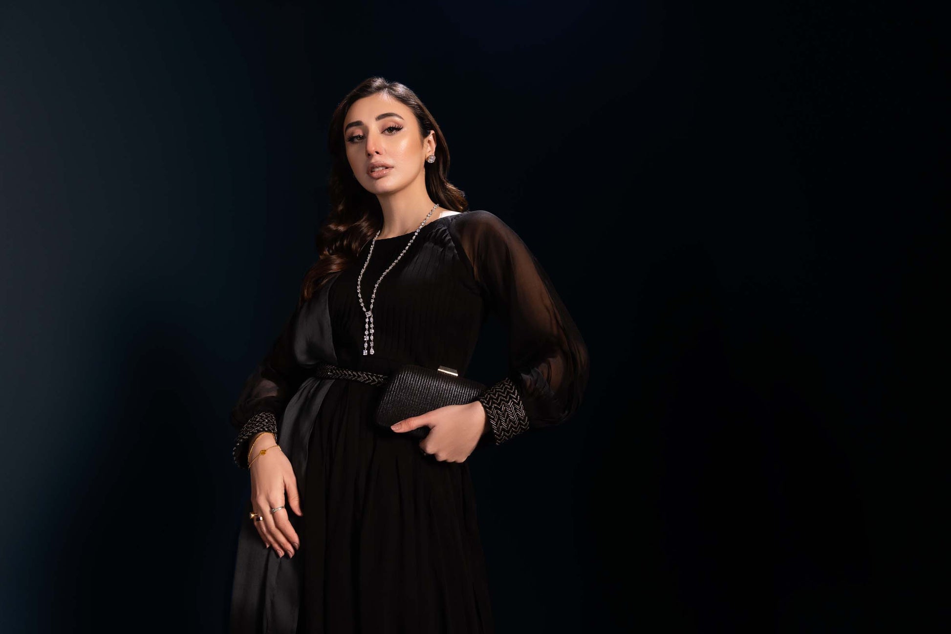 Black Embellished Maxi Dress 3 Piece Suit | Enchanté | Sia