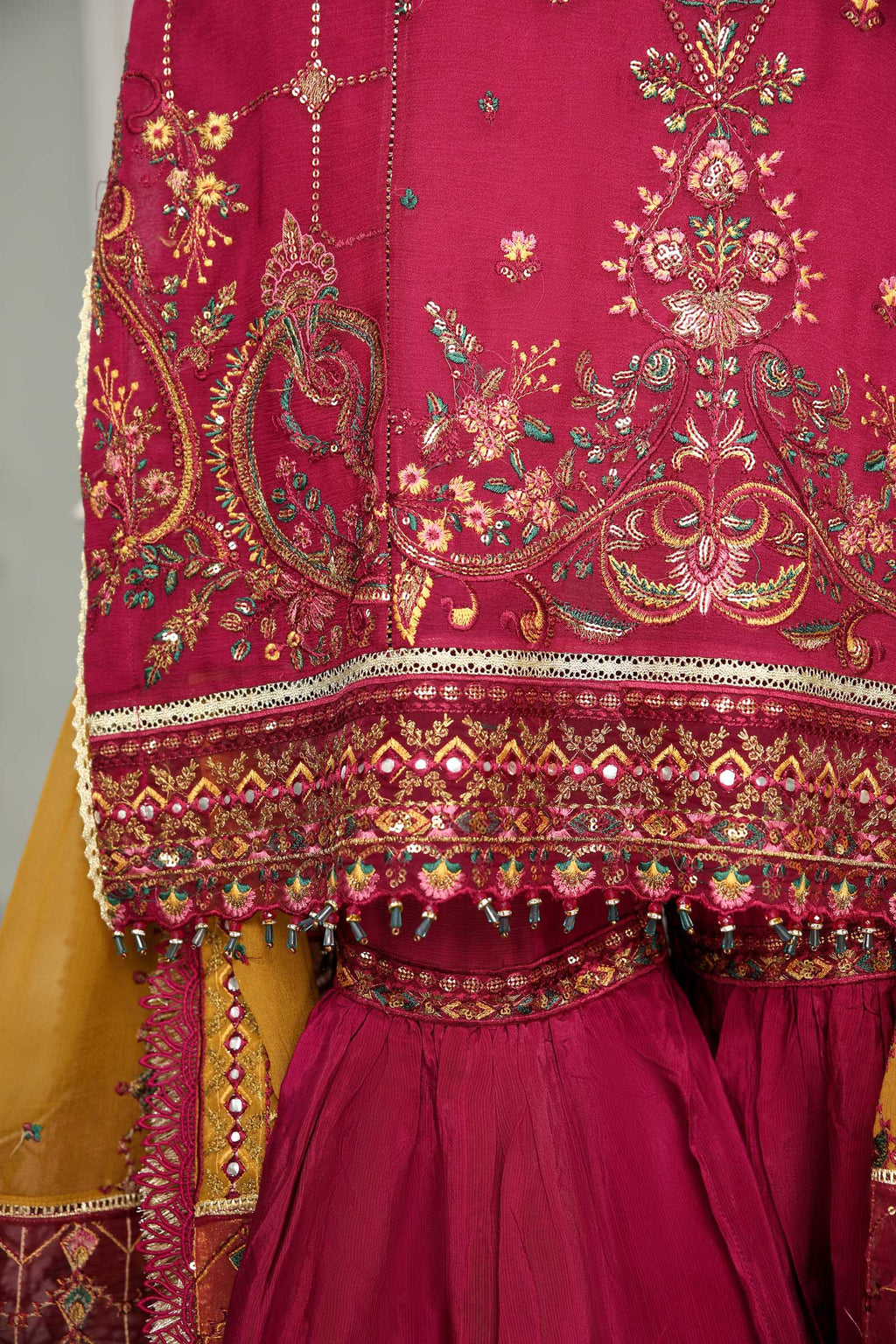 Magenta Embroidered Chiffon 3 Piece Suit | Maan Mayal | Tabassum