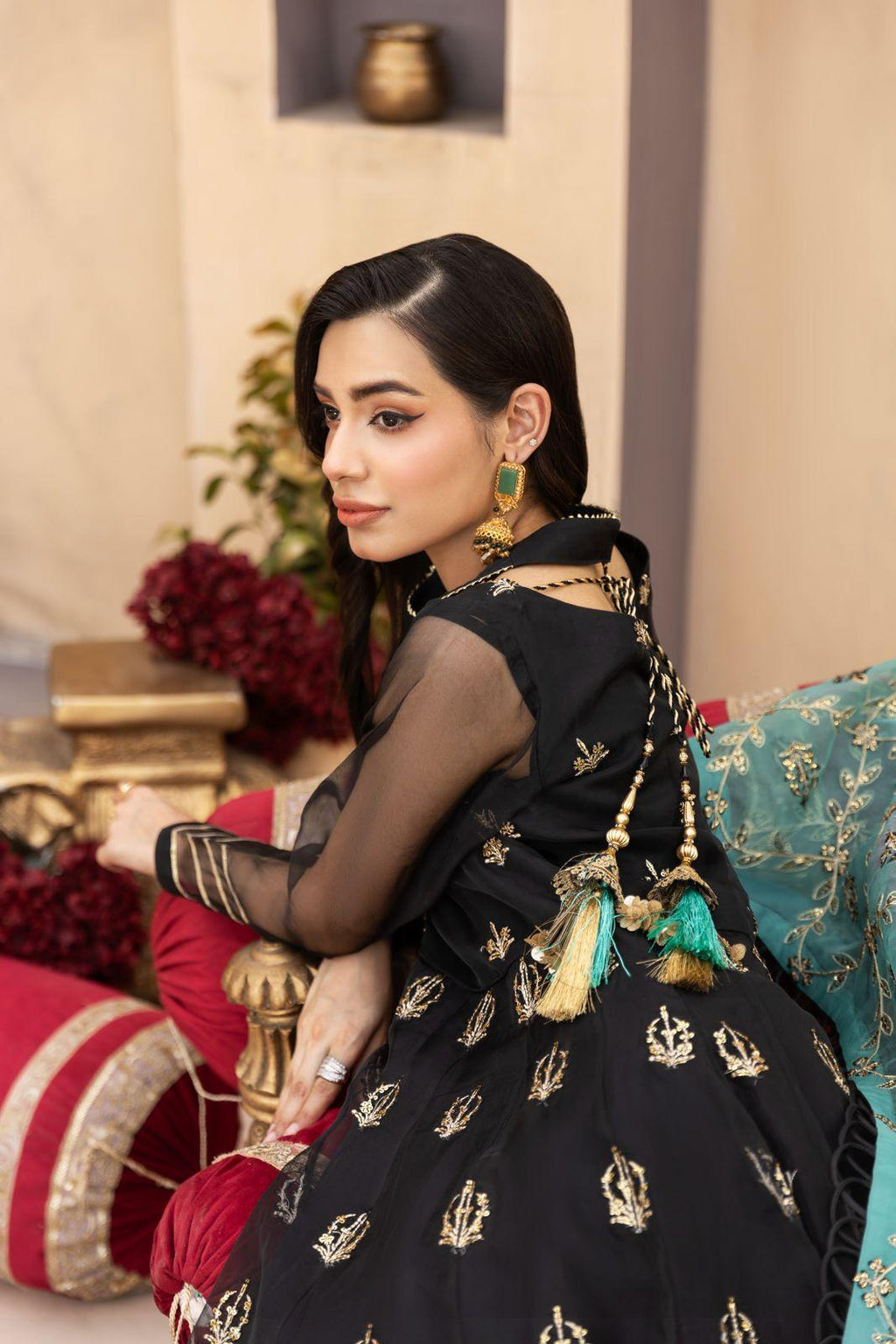 Black & Teal Maxi Dress | SK Designs | Design 3