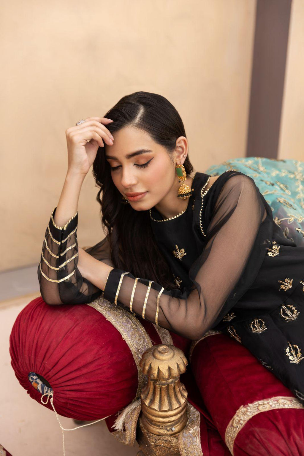 Black & Teal Maxi Dress | SK Designs | Design 3