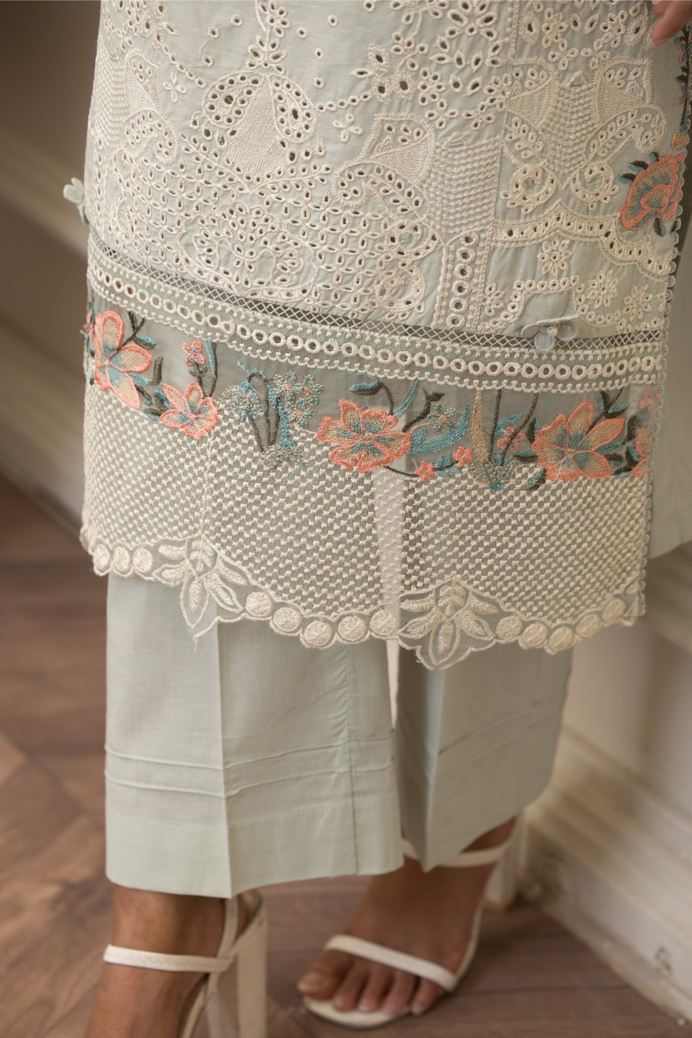 ZK1 – 3 Piece Summer Lawn Suit with Powder Blue Shirt, White Embroidery and Bold Red Floral Dupatta – Zoi & Hunni Collection
