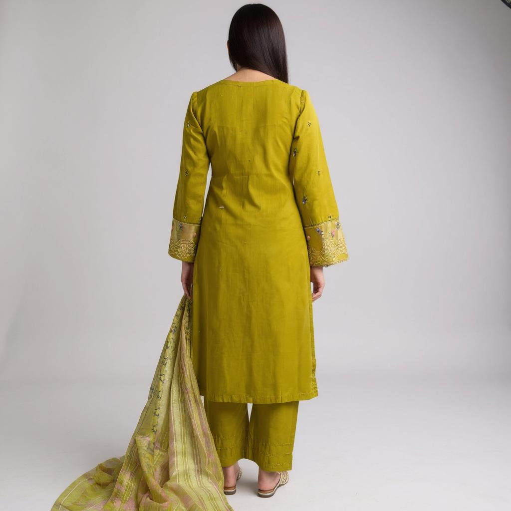 Lime Green Embroidered 3 Piece Suit | Zoi & Hunni | ZK3
