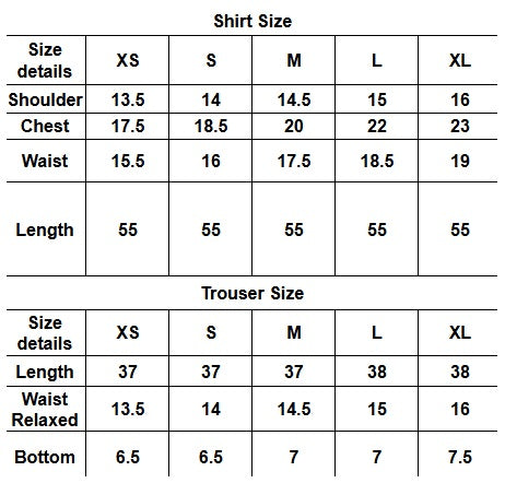 Size chart for Navy Blue Dress | SK Designs | Design 6